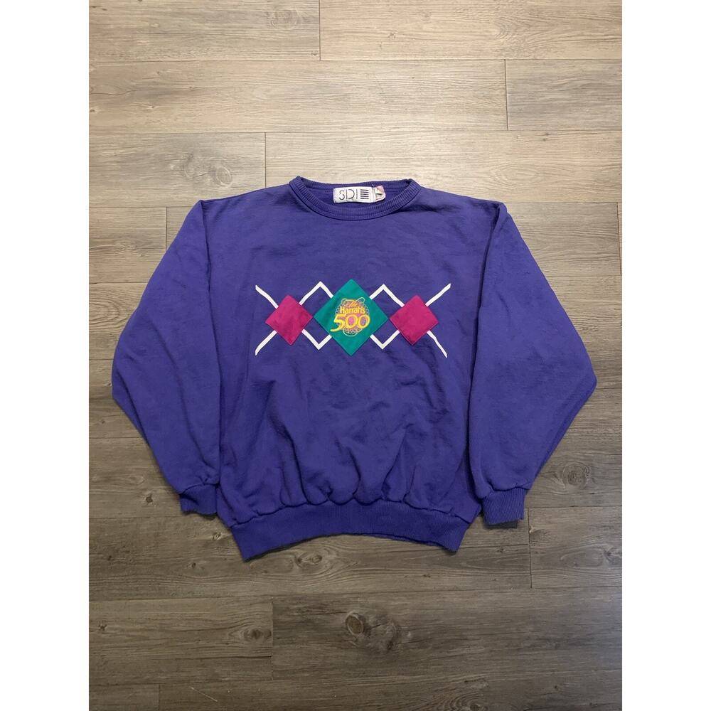 Vintage 2001 Harrahs 500 Texas Motor Speedway 2XL Nascar Argyle 90s Purple Y2K